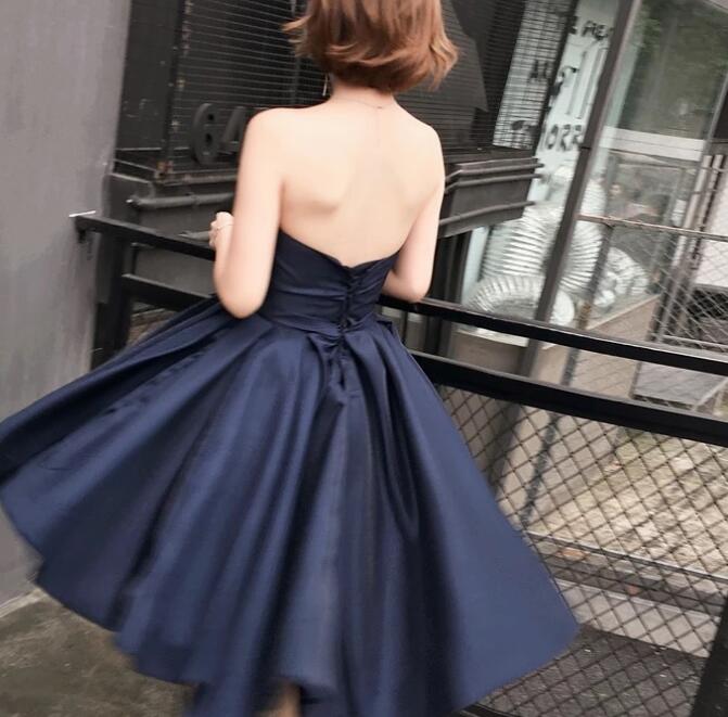 navy blue short prom dress