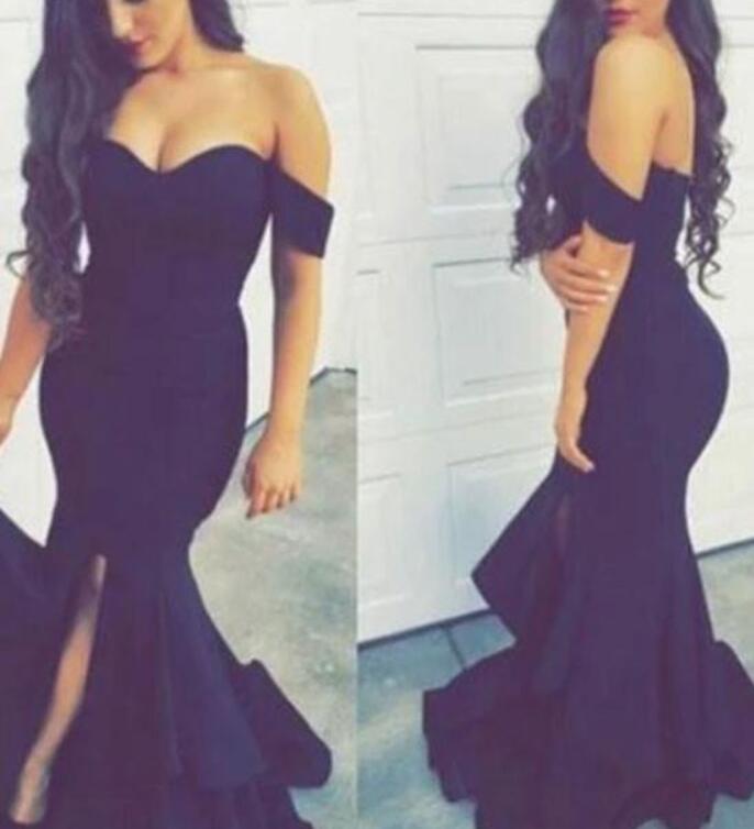 Strapless Stretch PU Bodycon Mermaid Dress Sexy Back Fish Tail Elegant  Outfit Pencil Off Shoulder Backless