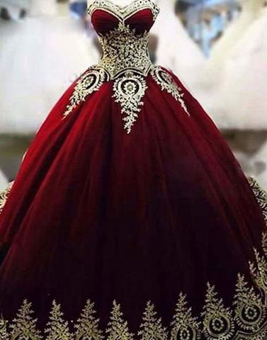 Dark Burgundy Tulle Sweetheart With Applique Vintage Prom Gowns, Lovely Formal Dresses, Sweet 16 Gowns