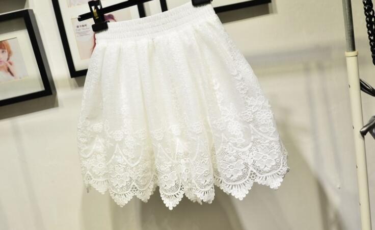 White Lace Short Skirts, Elegant Women Skirts, Skirt 2018, Lace Skirts