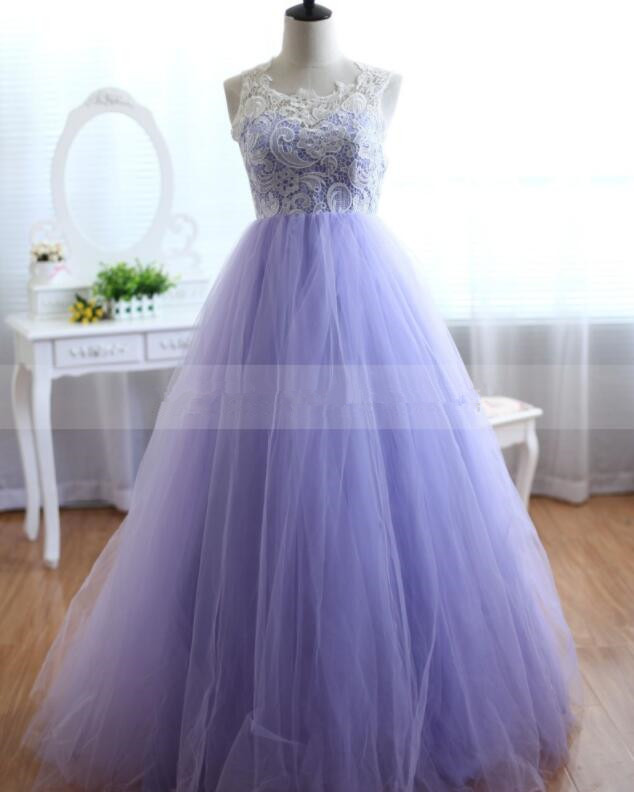 Lovely Lavender Tulle And Lace Prom Gowns, Sweet 16 Lavender Formal Dresses, Prom Dresses 2018