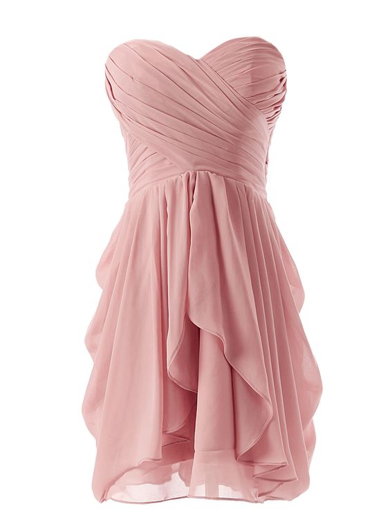 Short Chiffon Pink Bridesmaid Dresses, Wedding Party Dresses, Chiffon Party Dresses