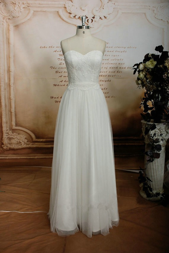 Charming Simple White Wedding Gown, Beach Wedding Dresses, Prom Dresses 2018