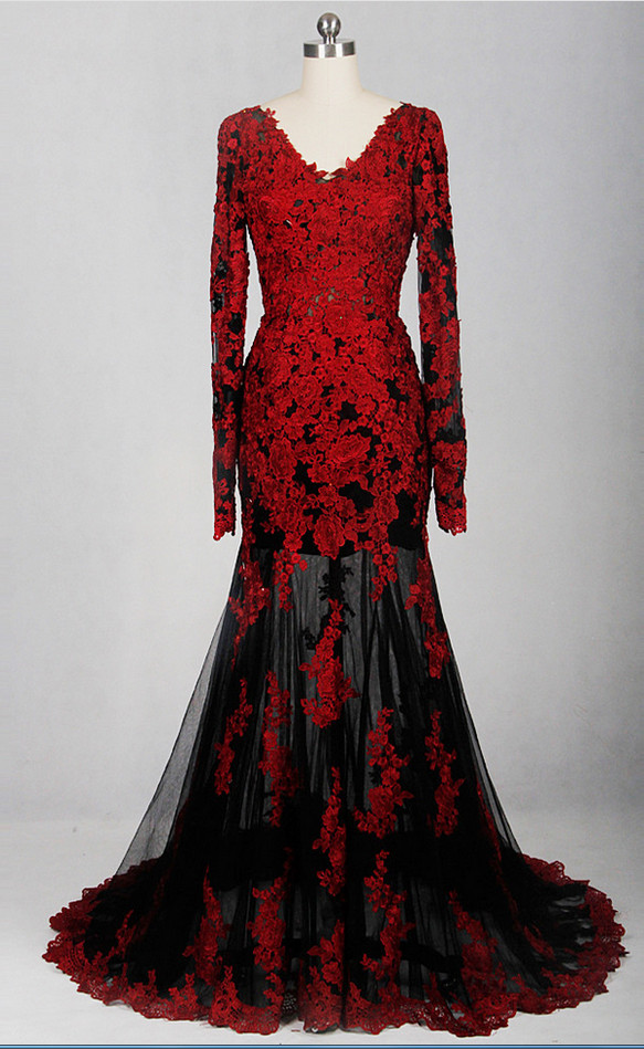 formal dress red and black