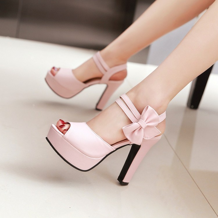 Pink Cute High Heels With Bow Love Teen Girls Shoes Party Shoes Women Shoes On Luulla