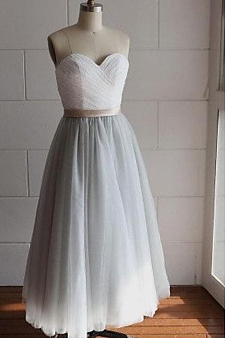 Grey Vintage Tulle Bridesmaid Dresses, Grey Wedding Party Dresses, Formal Dress 2018