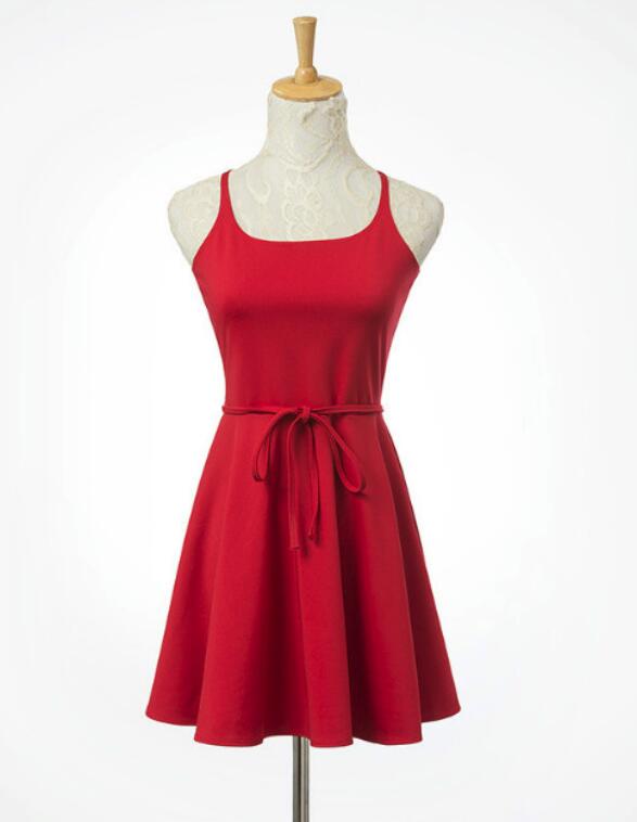 Lovely Red Women Short Dresses, Cute Short Dresses, Cross Back Teen Dresses