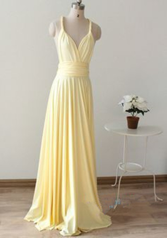 Sexy Light Yellow Bridesmaid Dresses, Simple Bridesmaid Dresses, Yellow Long Bridesmaid Dress