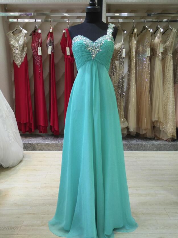 One Shoulder Blue Prom Dress 2018, Junior Party Dresses, Style Prom Gowns