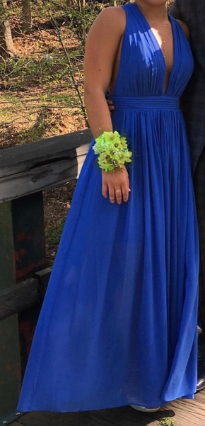 Blue V-neckline Charming Floor Length Party Dress, Prom Dress 2018, Formal Gowns