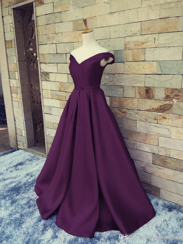Dark Purple Satin Long Prom Dress, Prom Dress 2018, Formal Dresses 2018