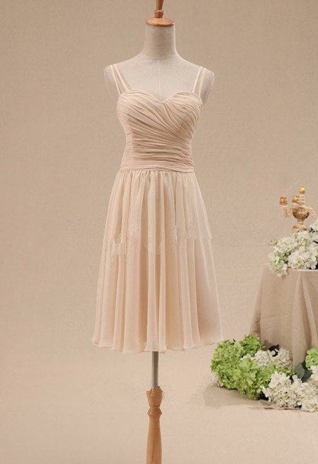 Short Champagne Colored Bridesmaid Dresses