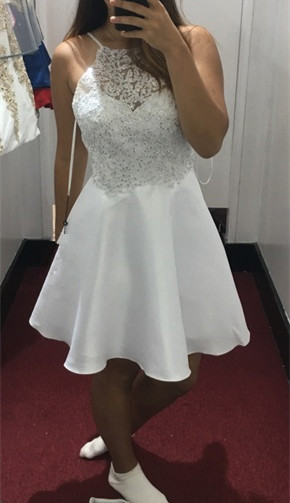 white satin halter dress