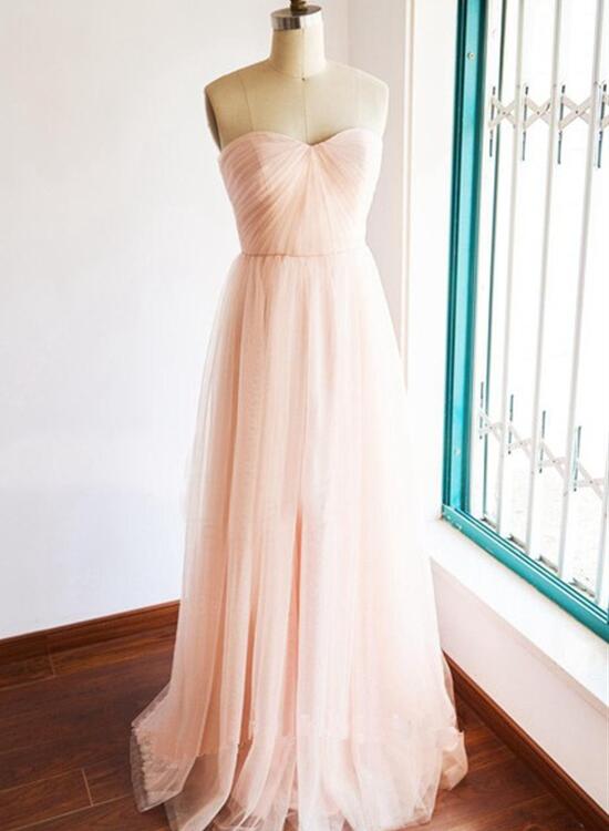 Pink Tulle Simple Lovely Gown, Light Pink Bridesmaid Dresses, Formal Dress 2018