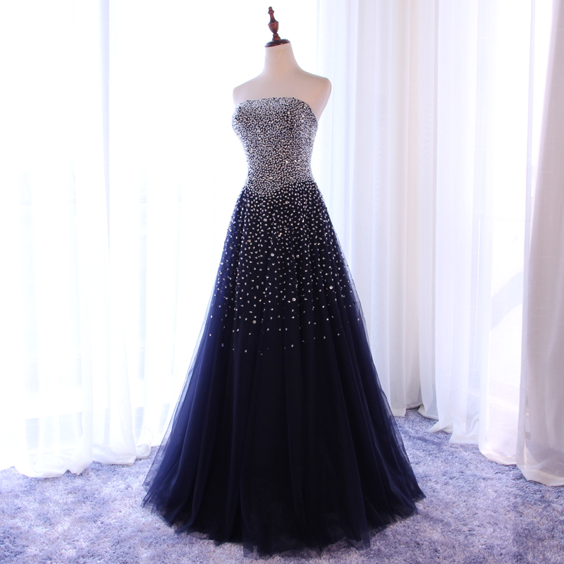 Sparkle Blue Long Formal Dresses, Handmade Prom Dress, Gorgeous Evening Party Dresses