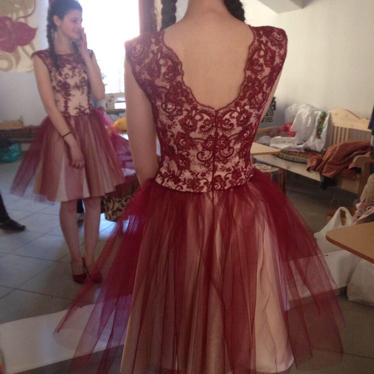 Short Tulle Wine Red Formal Dress, Beautiful Party Dress, Homecoming Dresses