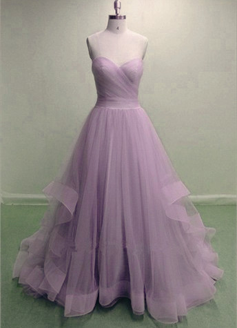 Pretty Tulle A-line Prom Dress, Sweetheart Formal Gowns, Lovely Gowns