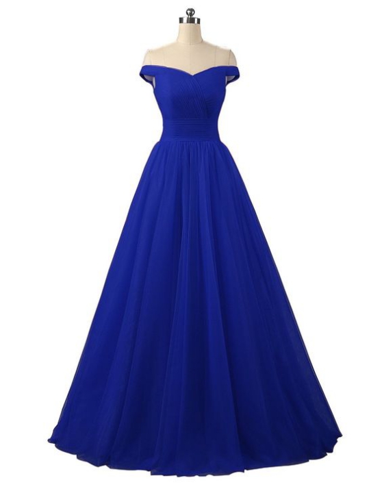 Gorgeous Royal Blue Tulle Long Formal Dress, Blue Party Gowns, Blue Formal Dress 2k18