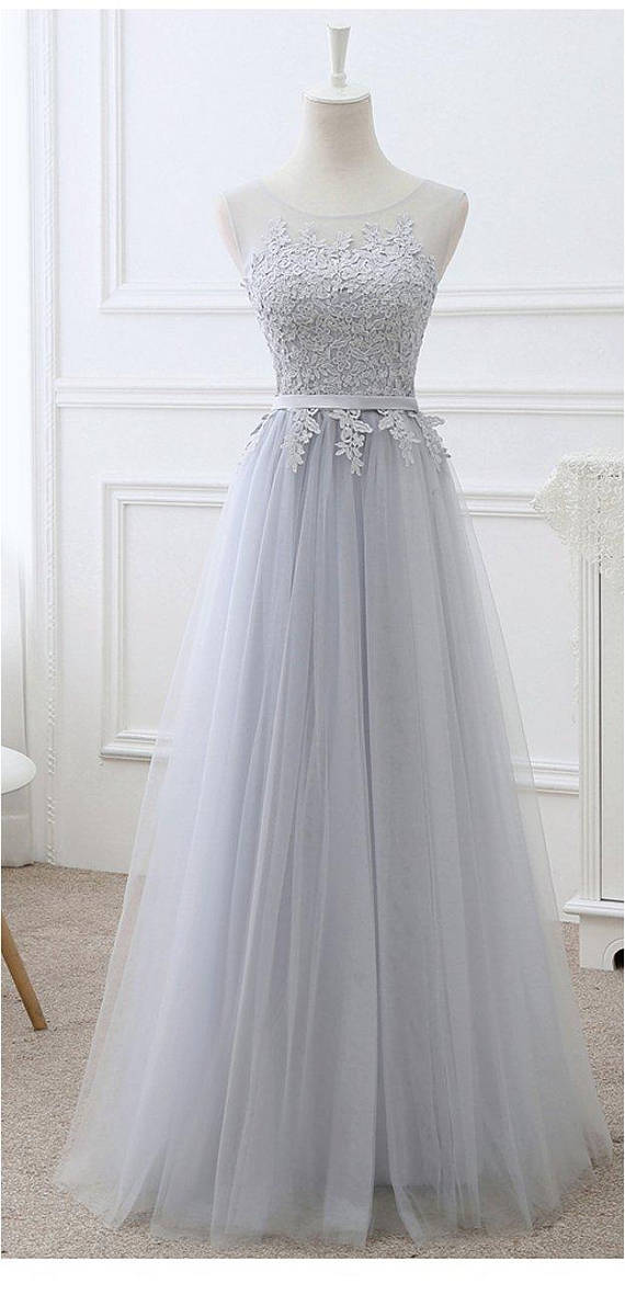 Lovely Simple Grey  Long Party Dress  Grey  Formal  Dress  