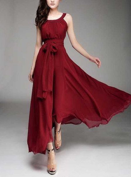Beautiful Wine Red Chiffon High Low Wedding Party Dress, Wedding Formal Dress, Wine Red Women Formal Dress