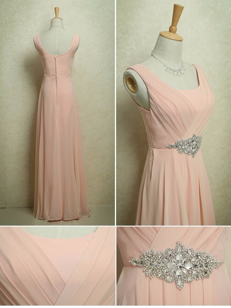 Lovely Pink Chiffon Beaded Stylish Evening Gowns, Floor Length Formal Dress, Woman Formal Dress