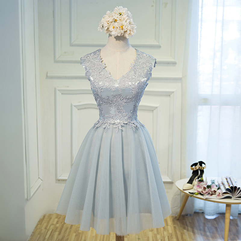 Simple Short Lace Woman Party Dress, Formal Dress, Cute Prom Dress 2018