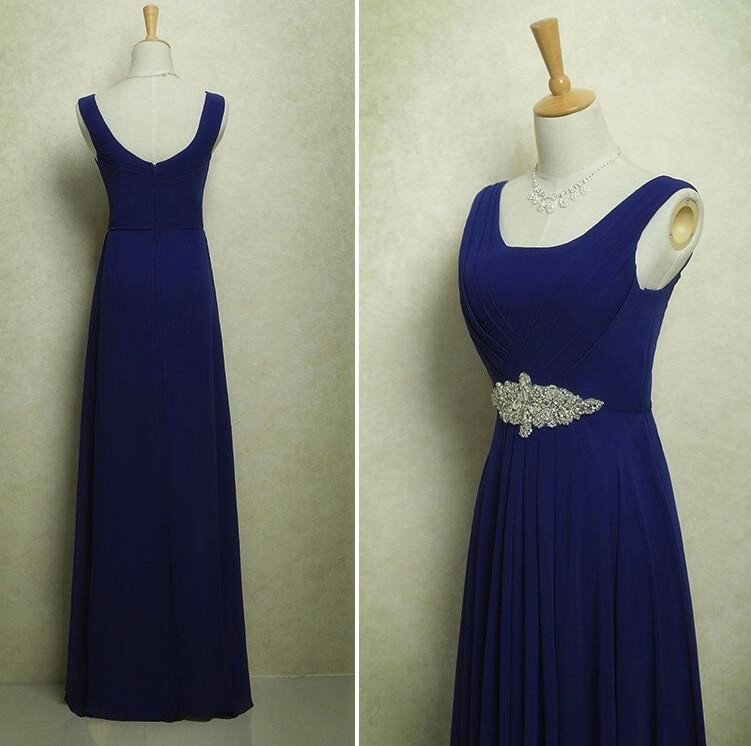 Dark Royal Blue Elegant Chiffon Bridesmaid Dress, Wedding Party Dress, Woman Formal Dress