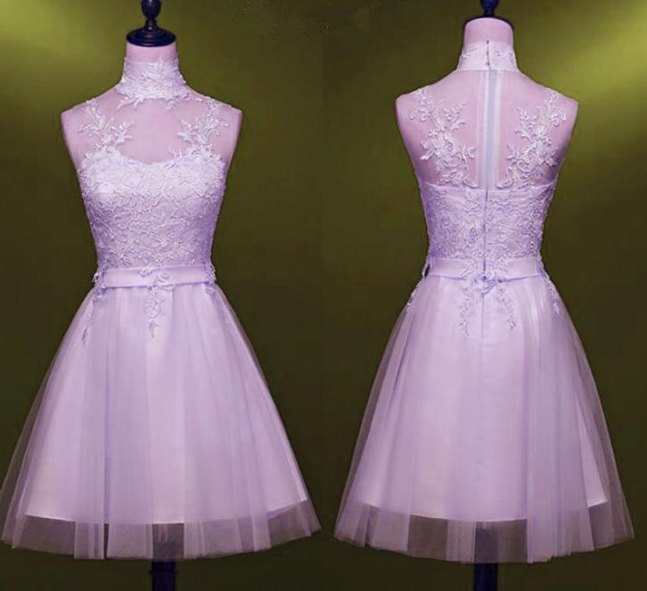 Beautiful Lavender Short Party Dress, Lavender Party Dress, Tulle Teen Formal Dresses