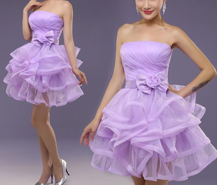 Cute Organza Strapless Short Party Dress, Short Formal Dress, Teen Party Dress