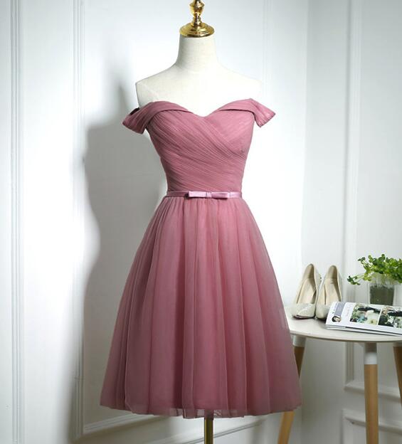 Cute Off Shoulder Sweetheart Tulle Homecoming Dress Simple Party