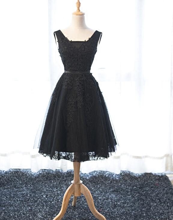 Black Tulle Homecoming Dresses, V-neckline Party Dresses, Short Formal Dress, Black Homecoming Dresses