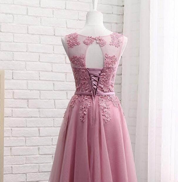 Pink Cute Teen Short Length Formal Dress, Wedding Party Dress, Tulle ...