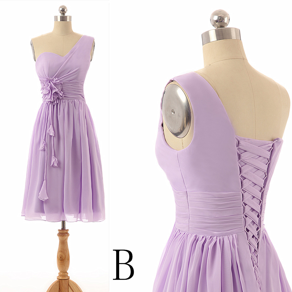 One Shoulder Light Purple Short Bridesmaid Dresses, Bridesmaid Dress 2k18, Bridesmaid Dresses