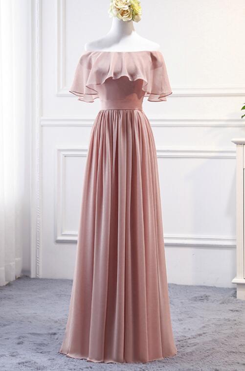 Beautiful Dark Pink Mismatch Chiffon Long Bridesmaid Dresses, A-line ...