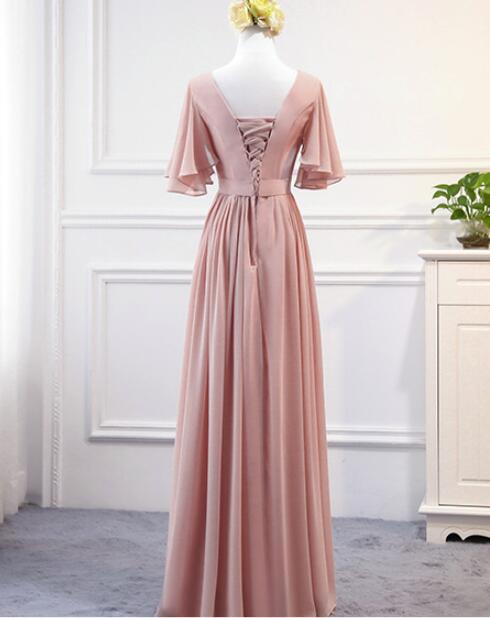 Beautiful Dark Pink Mismatch Chiffon Long Bridesmaid Dresses A Line Bridesmaid Dress 2018 7767