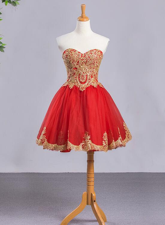 Red Sweetheart Tulle Short Homecoming 