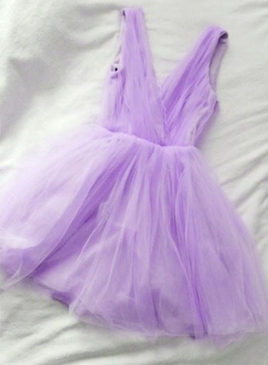 Cute V-neckline Lavender Short Party Dresses, Homecoming Dress 2018, Lovely Party Dresses