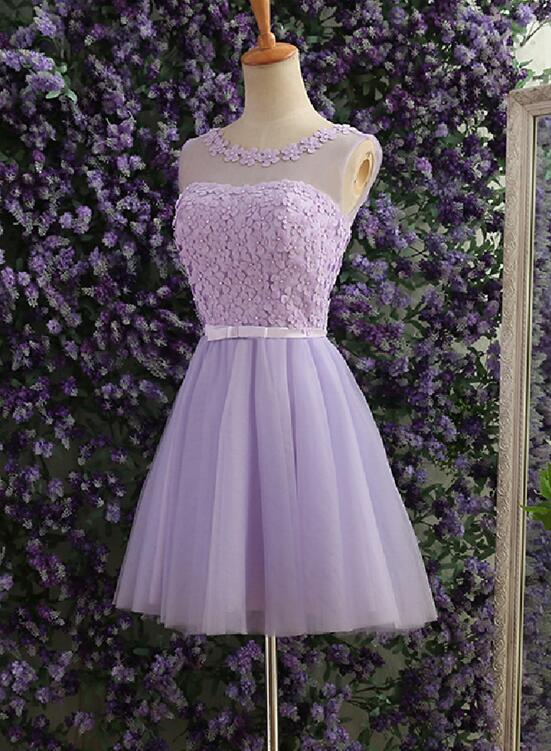 Light Purple Short Homecoming Dress, Tulle Party Dress, Lovely Party Dress 2019