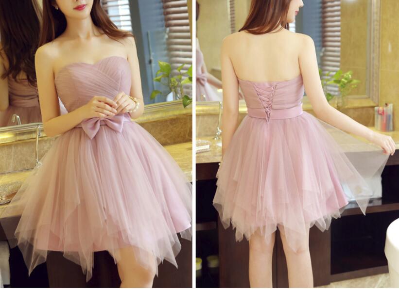 Dark Pink Tulle Sweetheart Cute Short Formal Dress, Cute Party Dress 2018, Homecoming Dresses