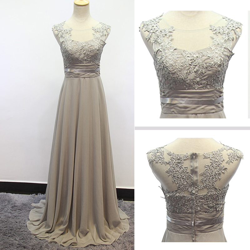 princess polly baby blue dress Grey Bridesmaid Dresses, Chiffon Handmade Long Wedding Party Dress With  Lace Applique on Luulla