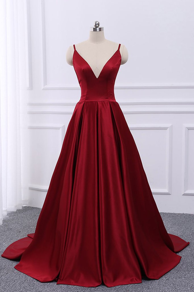 Straps Satin Sexy Wine Red Cross Back Long Prom Dress 2019, Long Formal Gowns, Satin Party Dresses
