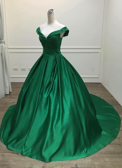Green Gorgeous Prom Gowns, Lovely Prom Dresses, Pretty Formal Gowns 2019