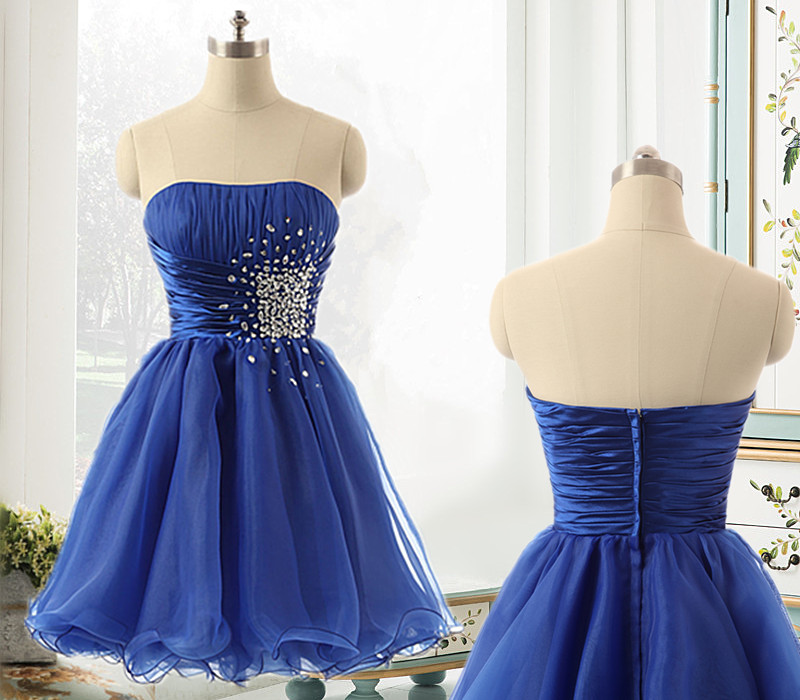 Blue Organza Short Prom Dresses, Homecoming Dresses 2019, Pretty Formal Dresses