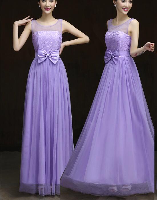 Light Purple Lace and Tulle Floor Length Long Party Dresses, Elegant Formal Gowns 2019