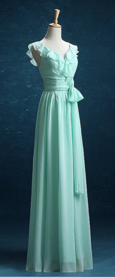 Mint Green Bridesmaid Dress, Chiffon Long New Style Bridesmaid Dresses, Party Dress 