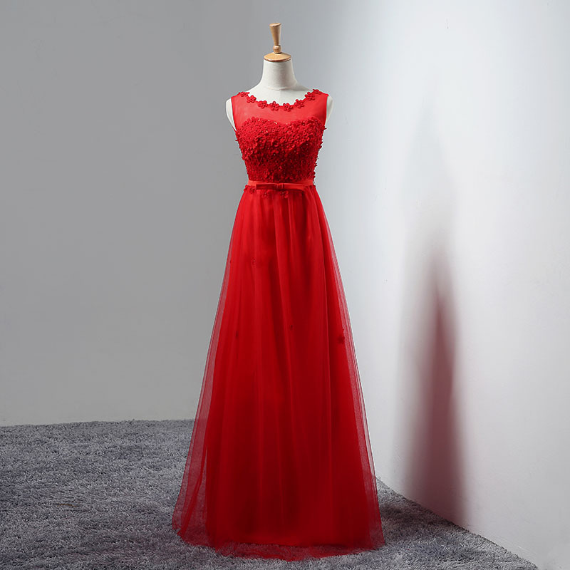 Red A-line Party Dress, Beautiful Red Formal Gowns, Red Prom Dress 2019