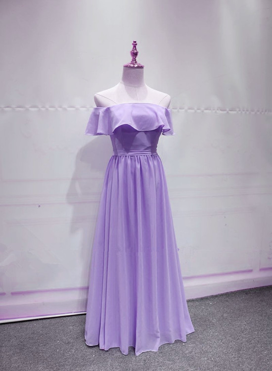 Lavender Chiffon Lovely A-line Bridesmaid Dress, Lavender Long Prom Dress, Prom Dress 2019