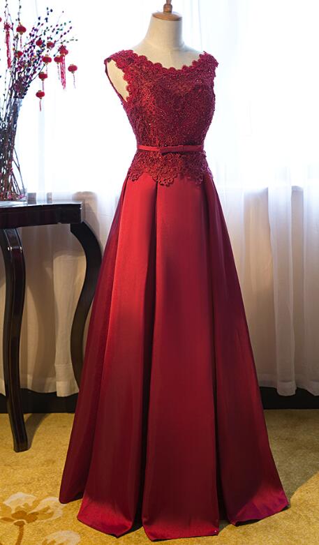 Red Floor Length Party Dress, Cute Red A-line Formal Dress, Prom Dress 2019