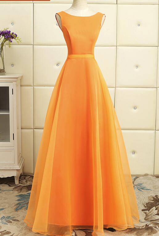 Orange Lovely Long Organza Formal Dress, Charming Party Dress 2019