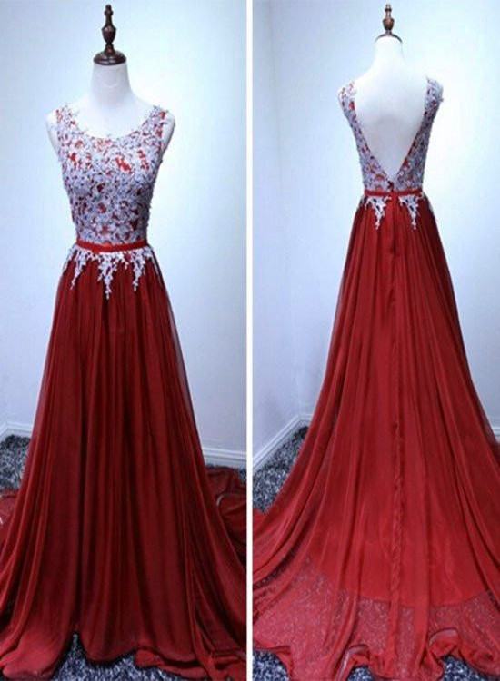 Gorgeous A-line Dark Red Formal Gown, Pretty Party Dress 2019 For Junior Prom